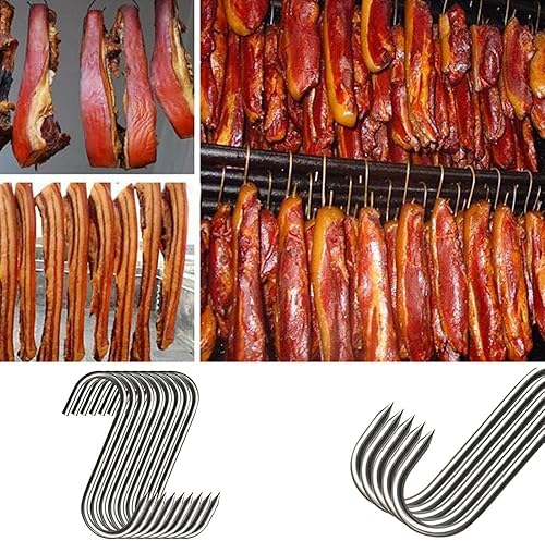 Miniatura 7 de Ganchos de carne de 5.12 pulgadas, 20 ganchos de carnicero de acero inoxidable 304, ganchos para ahumar, colgar, secar, carnicería, barbacoa,