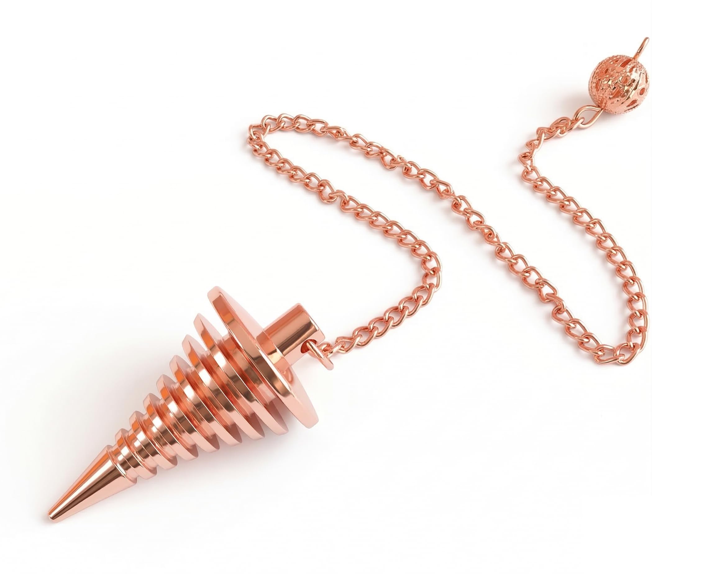 9 Ring Coil Spiral Copper Pendulum for Reiki Healing, Dowsing &amp; Chakra Balancing – Designer Cone Divination Tool for Meditation