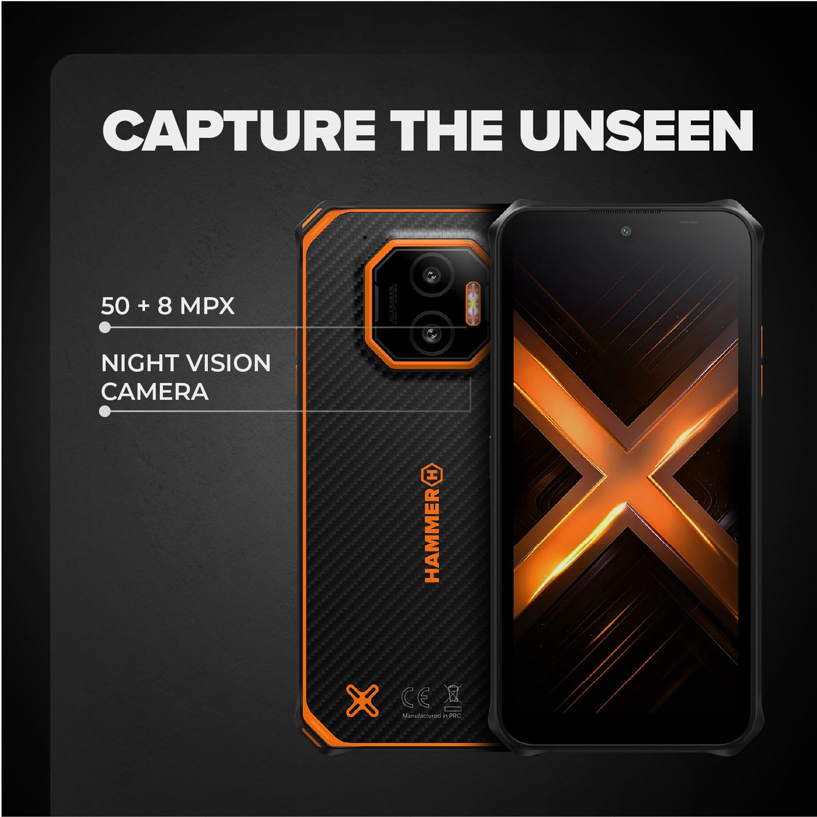 Hammer Energy X2 Wytrzymały smartfon z systemem Android 15, nietłukący się telefon 6,1", IP69, 6 GB RAM, 128 GB pamięci, 5000 mAh, eSIM, 2 lata