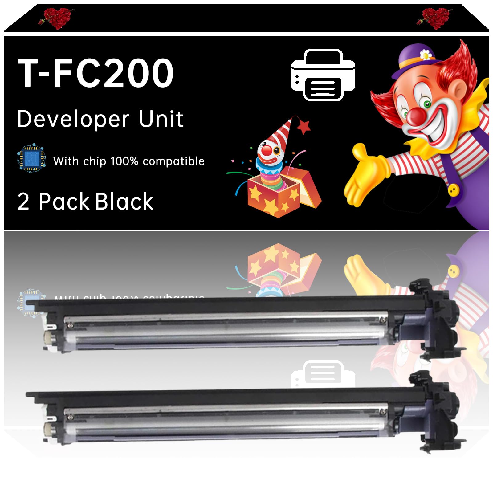 T-FC200 Developer Unit Compatible with Toshiba E Studio 2000AC 2500AC Printers, Enhanced Durability, Ideal for High-Volume Printing (2 Pack Black)