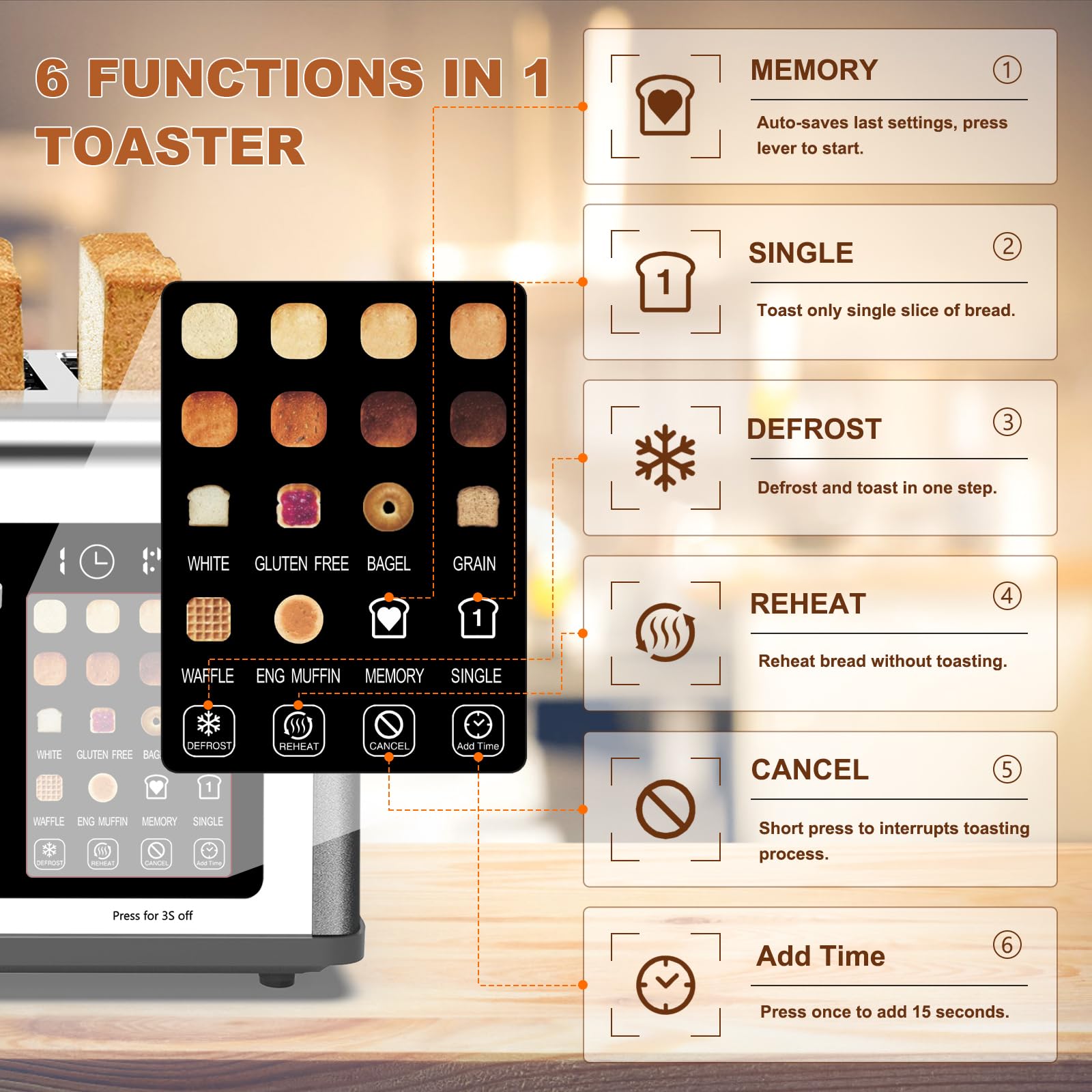 Snapklik.com : 4 Slice Toaster Touch Screen, Stainless Steel Toasters ...