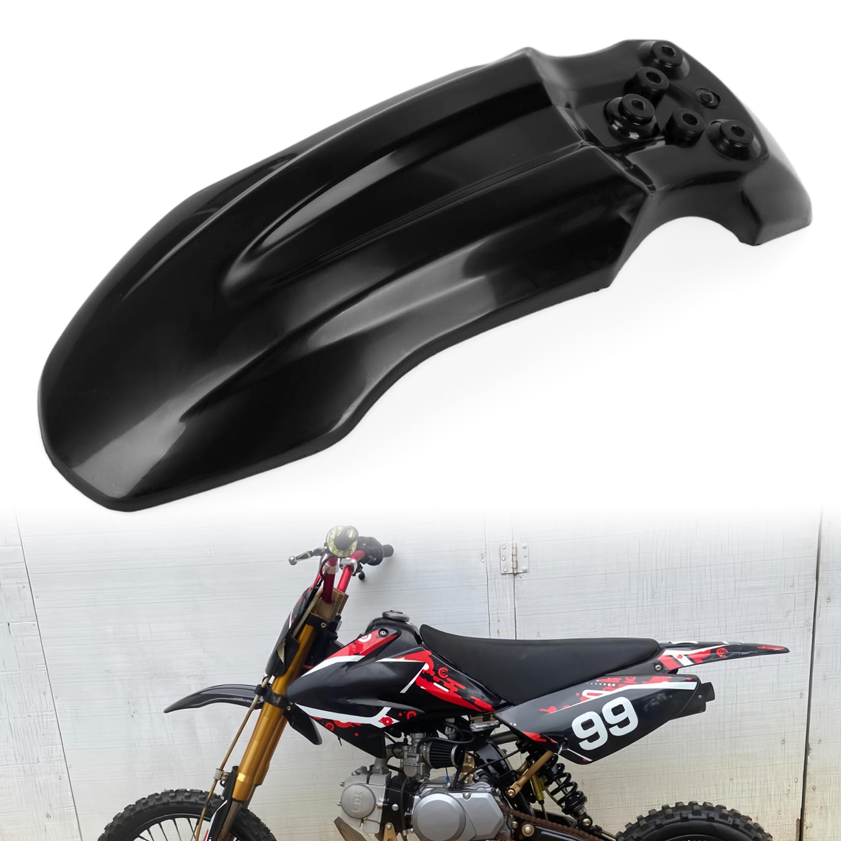 Motorcycle Front Wheel Mudguard, PSLER Dirt Bike Plastics Mud Guard, Crf50 Body Mudguard Kit for CRF50 Style 125CC Pit PRO Trail Dirt Bike, Black
