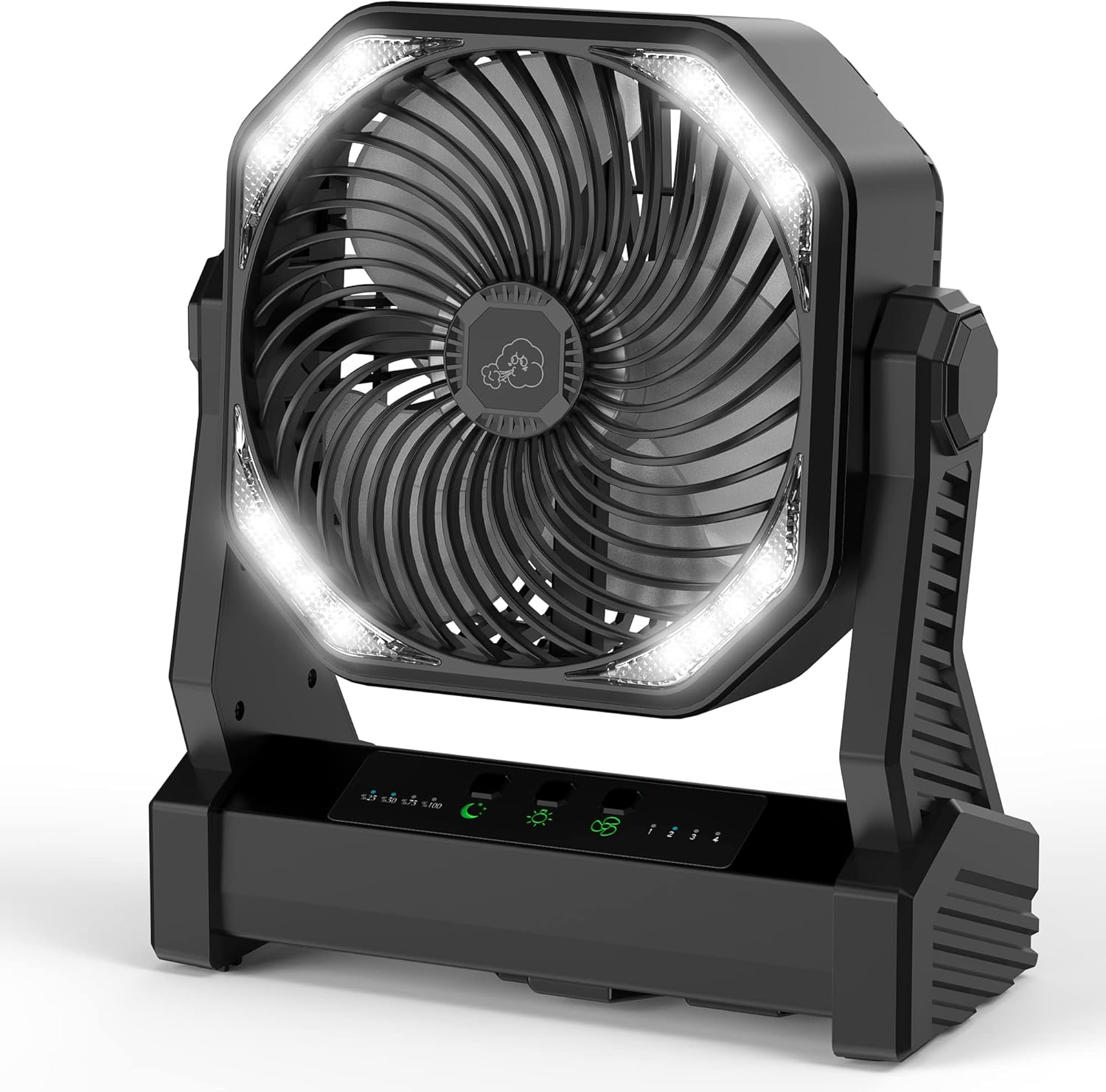 Ventilador de Acampar Portátil con Linterna LED, 8