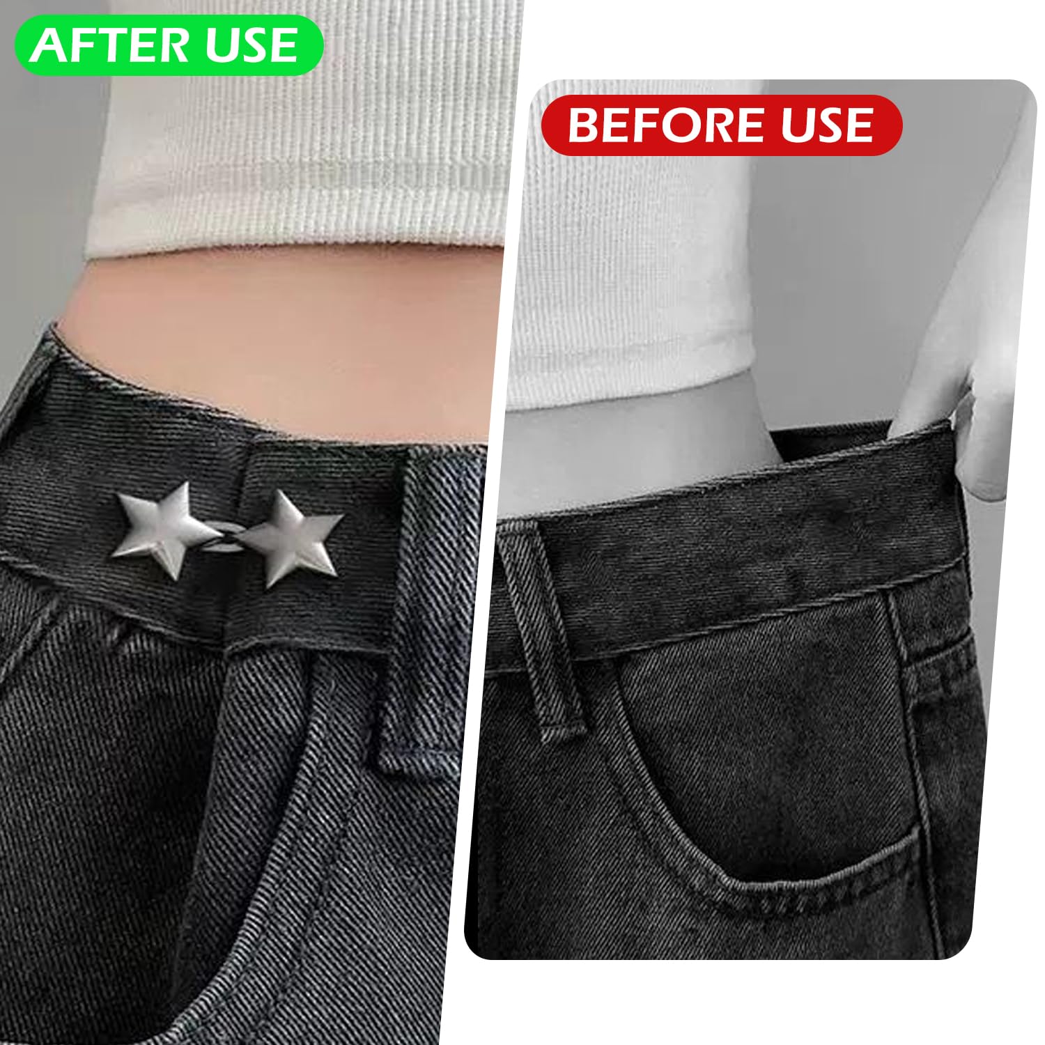 6 Paia Fermagli Per Jeans A Stella In Metallo: Stringivita Regolabili Per Pantaloni, Gonne E Giacche