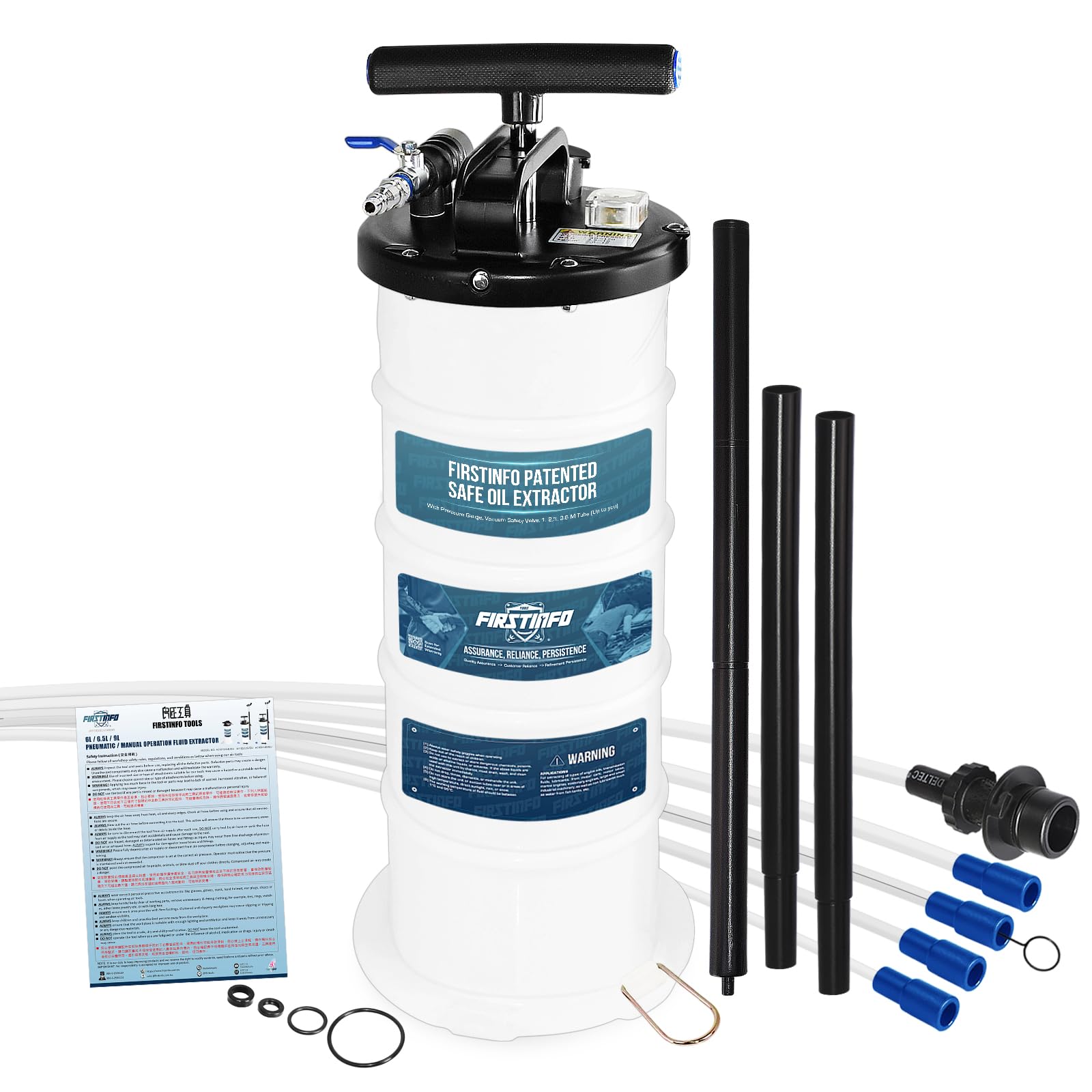 FIRSTINFO A1102USY5 6.5L Patented Pneumatic/Manual Oil Extractor