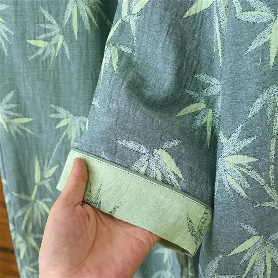 Conjunto de pijama de algodón texturizado para mujer, manga larga, pantalones largos, ropa de casa china