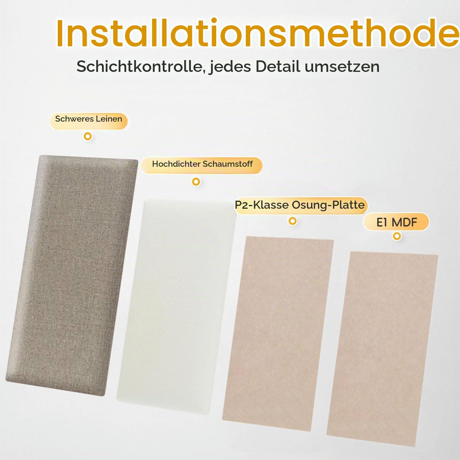 4 Stück 3D Wandpaneele Gepolstert, Baumwollleinen Polsterpaneel Selbstklebend, Anti Kollisions Bettkopfteil Wandkissen, 3D Wandverkleidung Wandpolster (Khaki, 40x20cm)