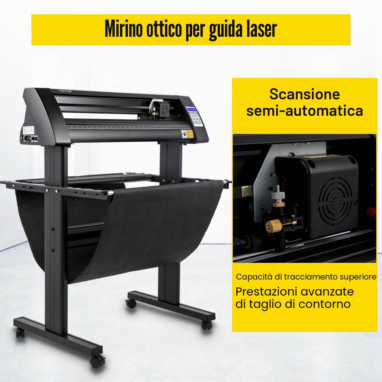 VEVOR Plotter da Taglio Vinile Semiautomatica, KH-720A 720mm Potenza 95W Taglierina per Plotter Vinile Signmaster con Luce Guida a LED per Adesivi per Auto, Segnali Stradali, Palloncini, Caschi, ecc.