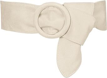 Ladies Solid Wide Waist Belt, Vintage Round Buckle Obi Cinch Wide Belts Waistband for Dress