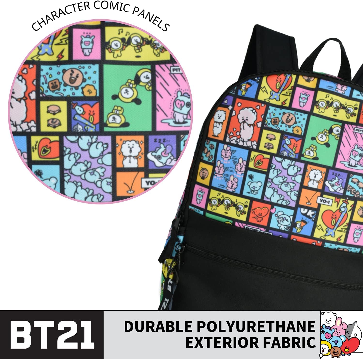 Concept One BT21 LINE FRIENDS Laptop Backpack, Computer Travel Bag for Men and Women, Multi, 17 Inch