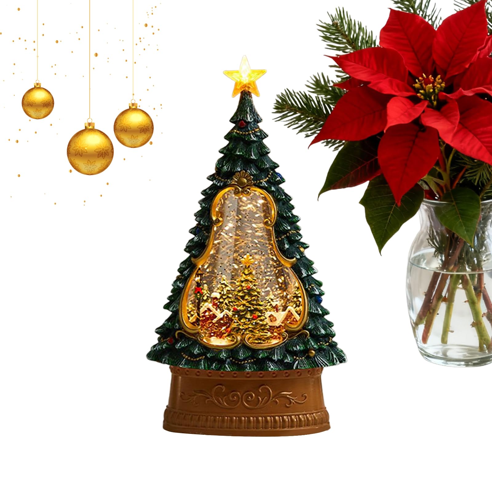 Lanterna Di Neve Di Babbo Natale - Timer di 6 ore a forma di albero | Decorazione di Lanterna Scintillante da Neve per Natale | per Adolescenti Adulti Uomini Donne Sala da
