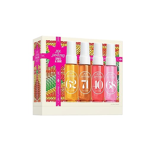 SOL DE JANEIRO Spritz & Shine Cheirosa Perfume Mist Set | Amazon Exclusive | Perfume Mist Discovery Set of 4 | Holiday Gift Set | $48 Value