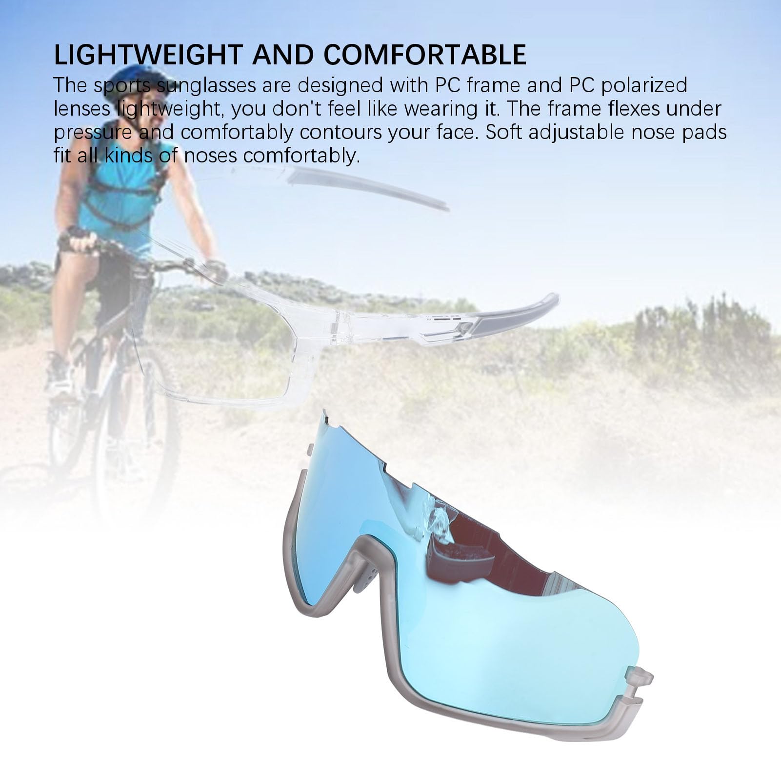 Gafas de Sol de Ciclismo Gafas Polarizadas a Prueba de Viento Deportivas para Miopía con Lentes que Cambian de Color Transparente y Lentes Polarizadas Hielo