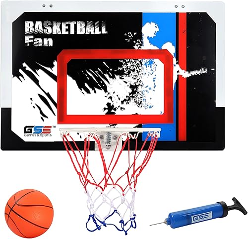 Miniatura 9 de GSE Games & Sports Expert Aro de baloncesto para colocar sobre la puerta con baloncesto y bomba, juego de aro de baloncesto montado en la pared