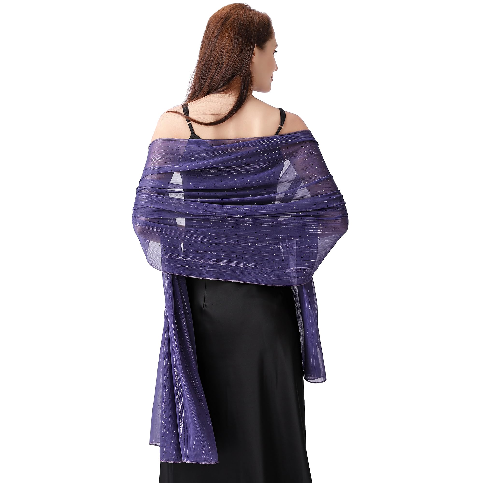 Ladiery Women Shawls and Wraps for Evening Dresses, Lightweight Soft Chiffon Sparkly Rhinestones Women Formal Scarf Shawl Wraps for Weddings