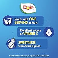 Vista 4 de Dole Tazones de Frutas, Melocotones en Cubitos en 100% Jugo 4oz (12 Tazas), y Dole Pineapple Paradise Trocitos de Piña en 100% Jugos de Frutas, 4oz