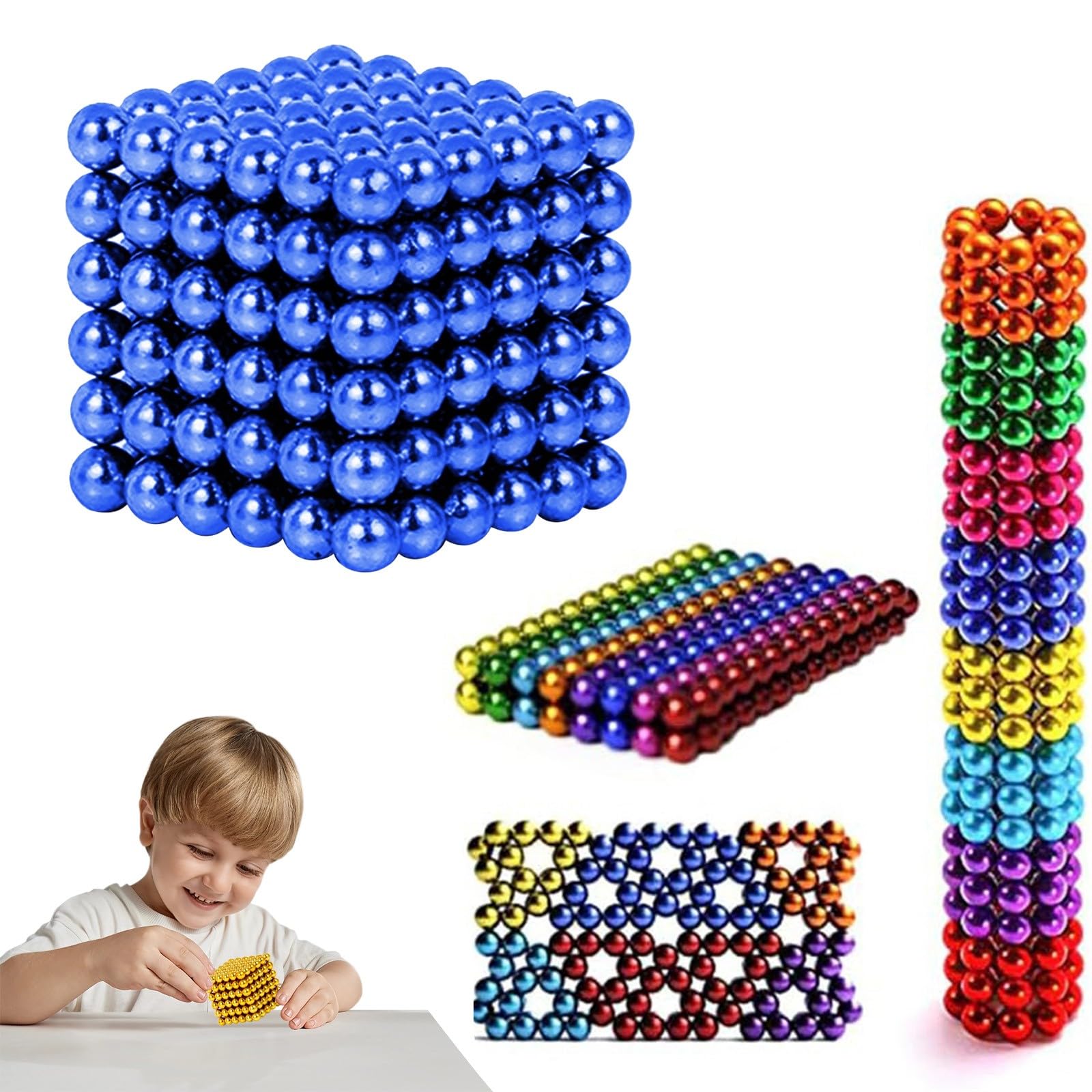 HMifjUM Magnetic Balls Fidget Toys for Adults & Teens - Textured Silicone Stress Relief Toy for for Fingers Hands, Silicone Textures Gadgets Office Desk Toy,Travel Toy (Blue,216 PCS)