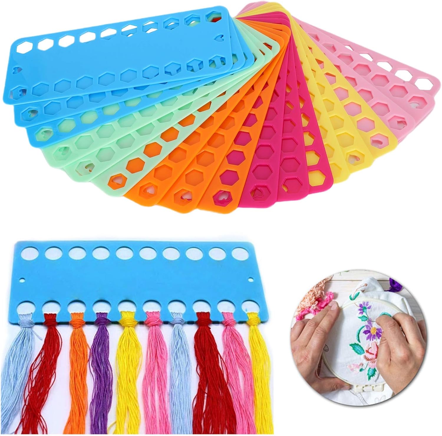 18pcs Cross Stitch Thread Holder, 20 Positions Colorful Cross Stitch