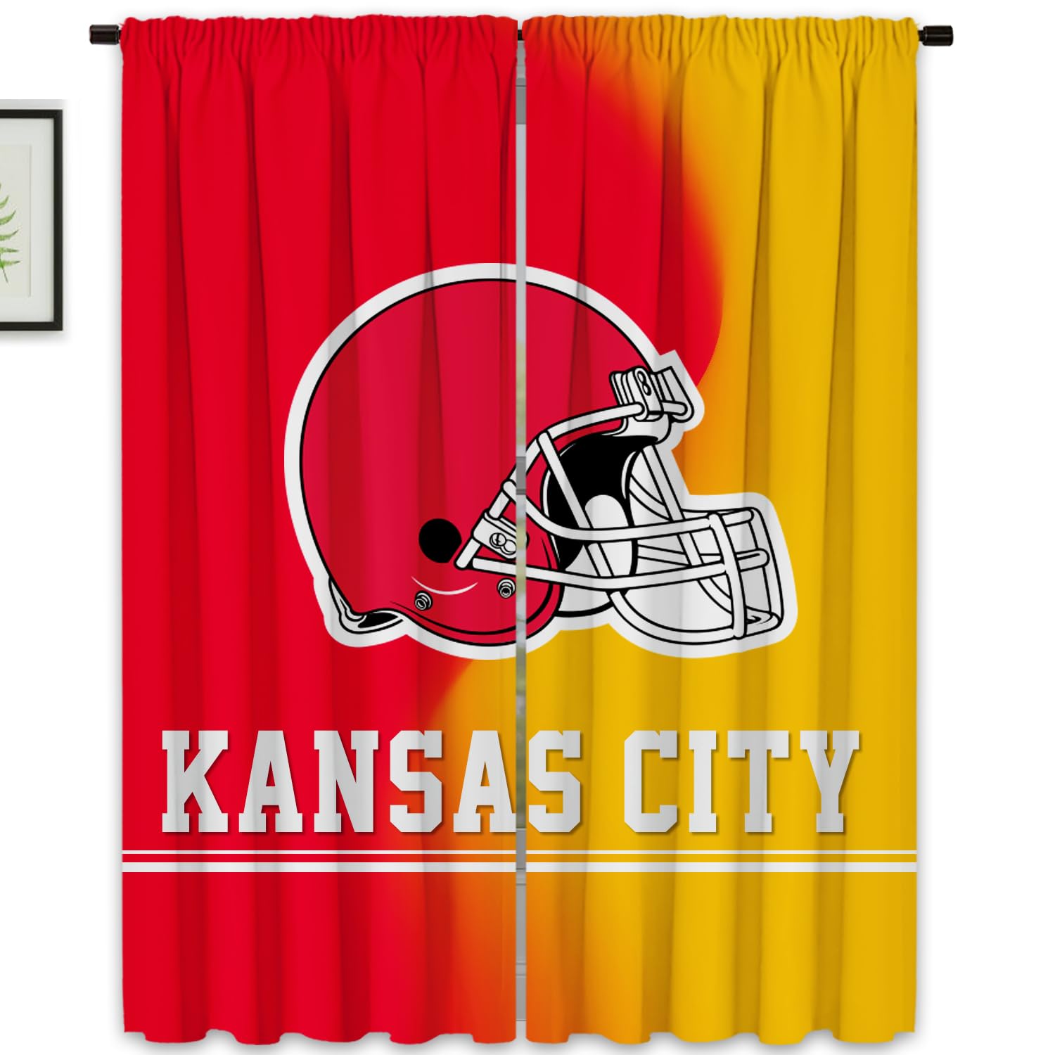 LEMOISTARS Kansas City Curtain Panels, Customizable Size, Text, Logo, Rod Pocket Window Blackout Treatment Curtains Drapes 2 Panels for Bedroom