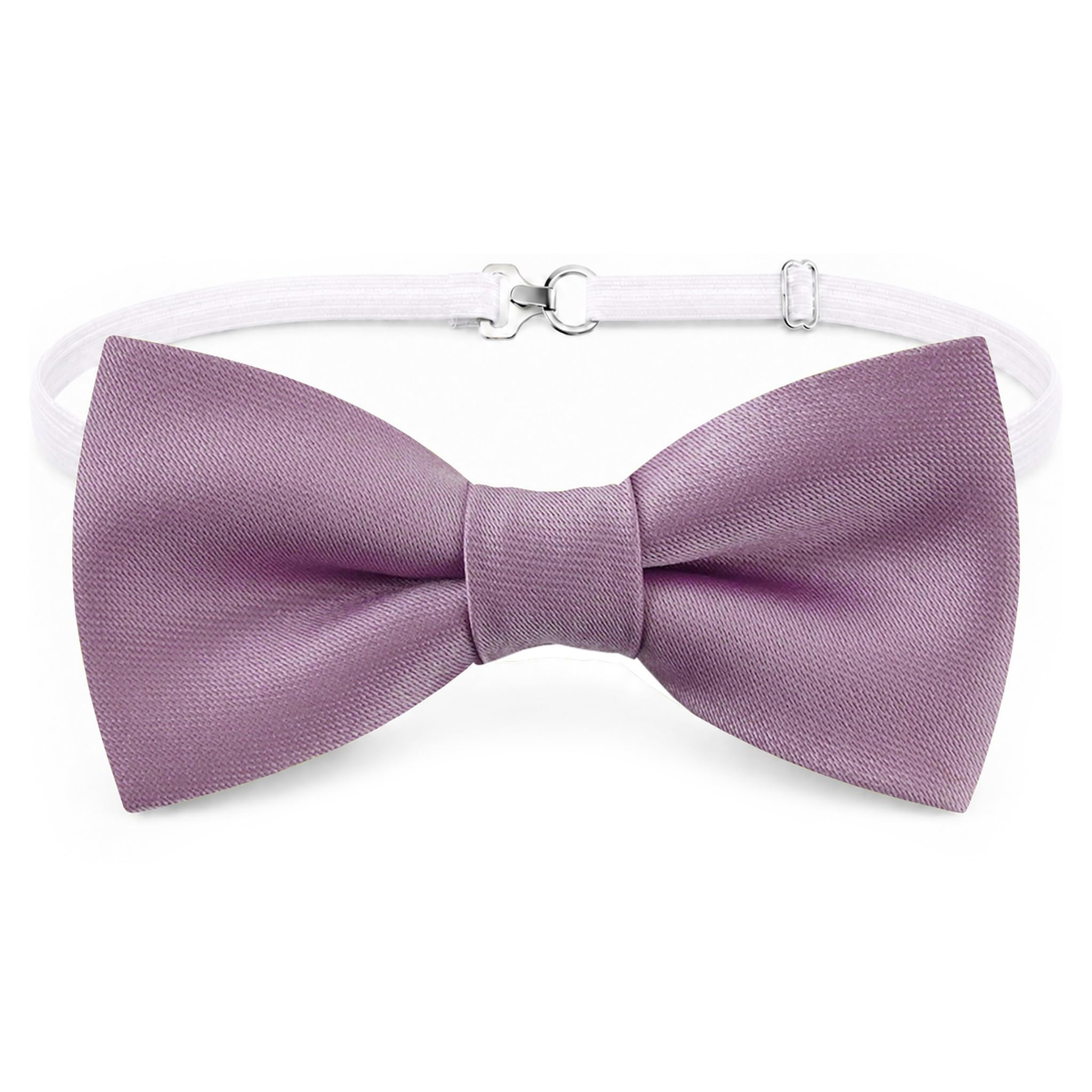 TigerTie - Toddler baby bow tie in plain colour with elastic band 29 to 40 cm neck circumference adjustable + storage box, lilac, One size