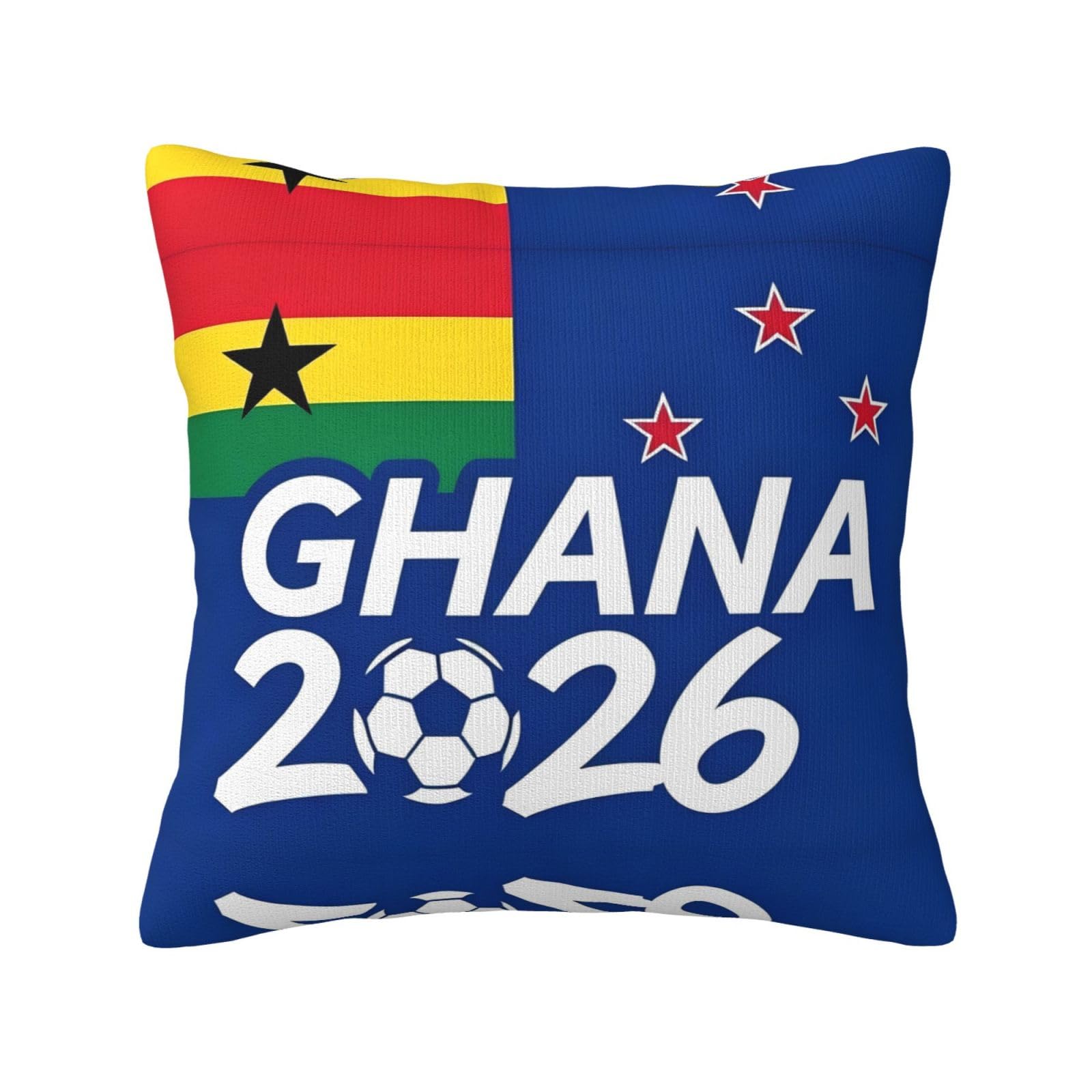 Ghana-Flag Print Decorative Throw Pillow Covers for Sofa, Outdoor and World Cup Celebrations