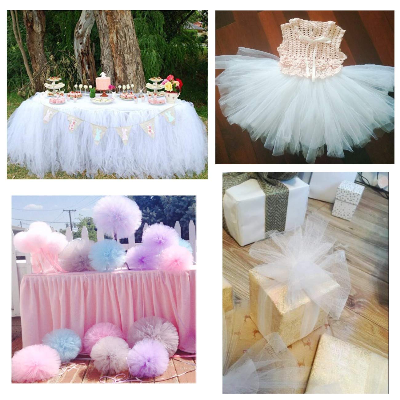 Rouleau De Tulle Blanc Doux JZK 15cm X 90m - Tissu Idéal Pour Tutus, Jupes De Mariage, Décorations Et Robes De Fille