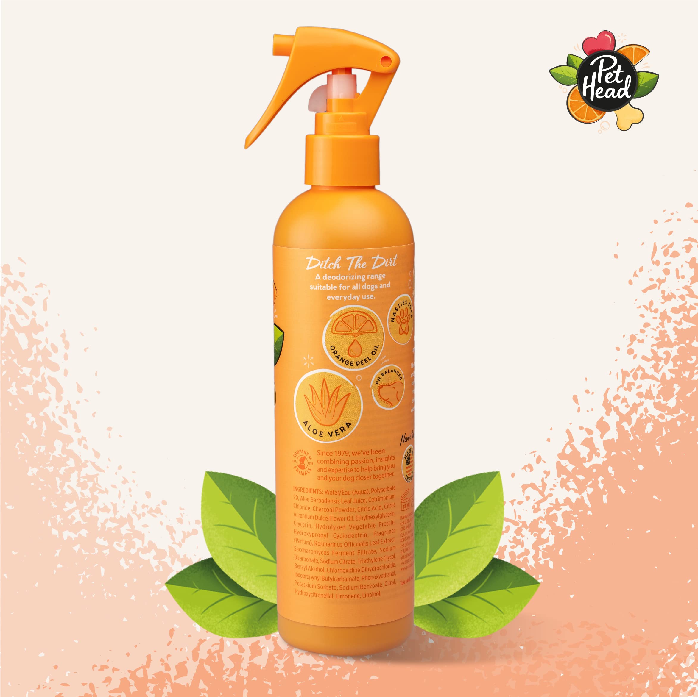 Pet Head Ditch The Dirt Spray Désodorisant pour Chien Parfum d’Orange 300ml
