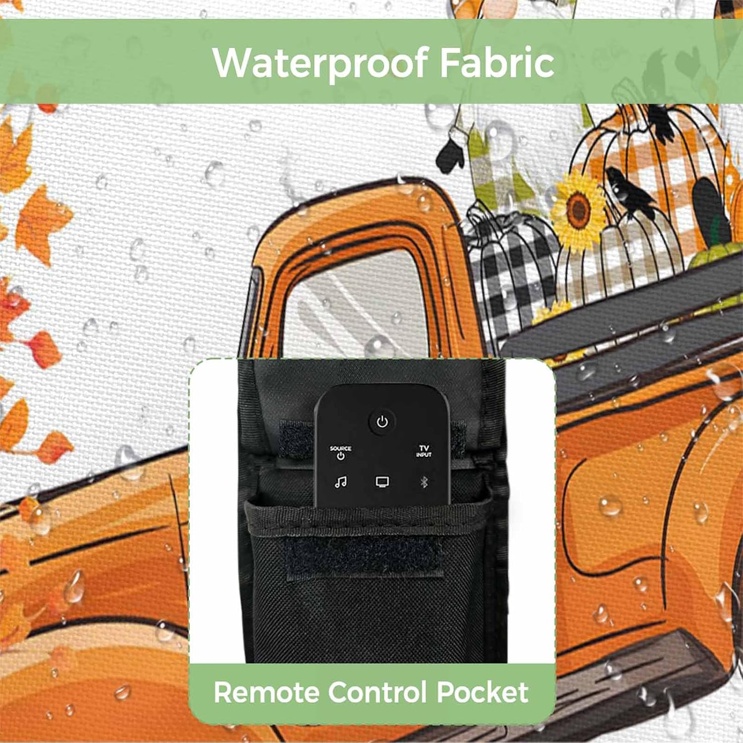 T&H XHome Gnome for Thanksgiving Outdoor TV Cover Truck Autumn Tree Waterproof and Weatherproof 40"-43" LCD Movable Shield TV Display Screen Protector Outside Television Covers 40" Wx25 H
