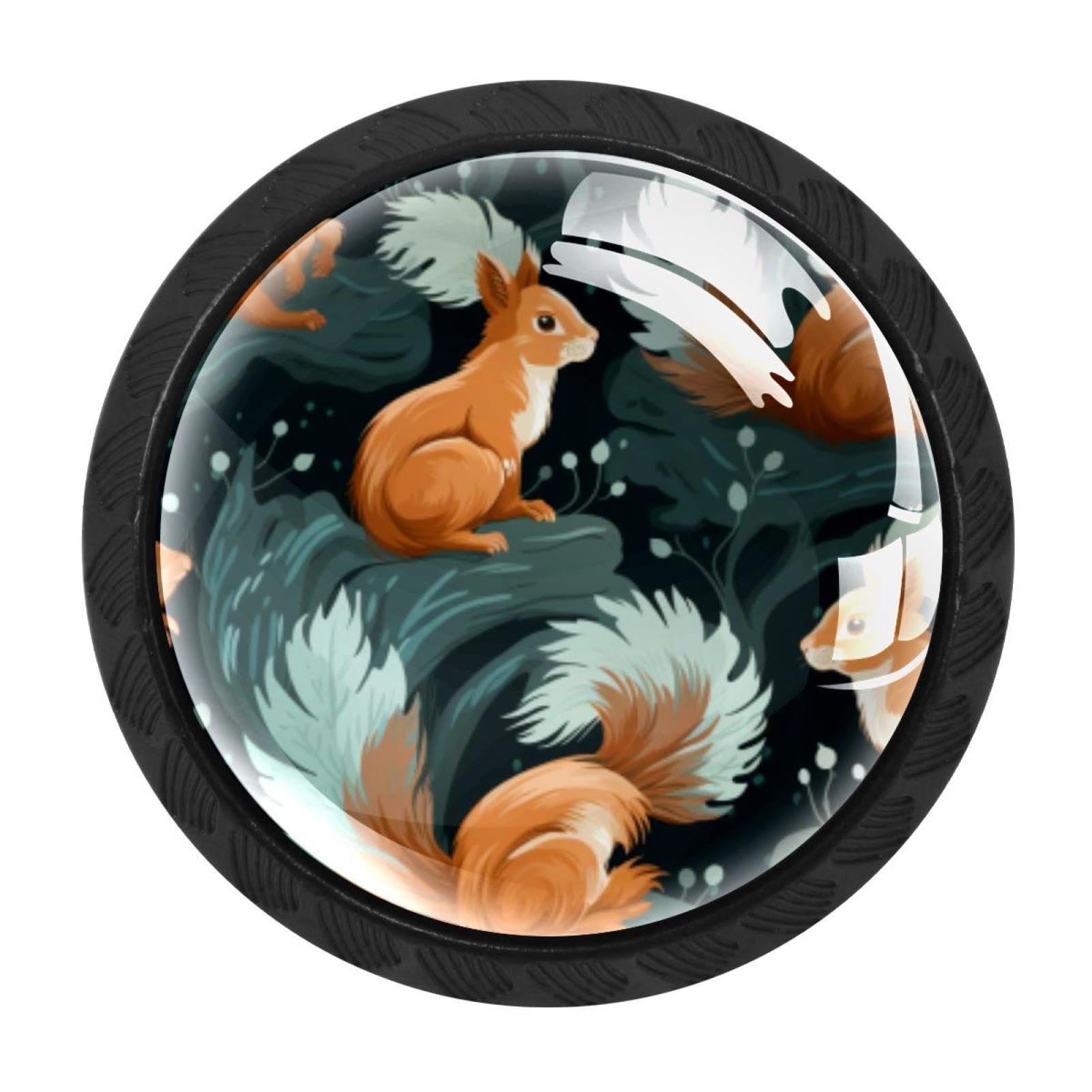 Chenzzzz Multicolored 17 4Pcs Squirrel Dresser Knob Round Glass Drawer Knobs Pulls Cabinet Handle For Home Kitchen Office Bathroom Wardrobe Cupboard