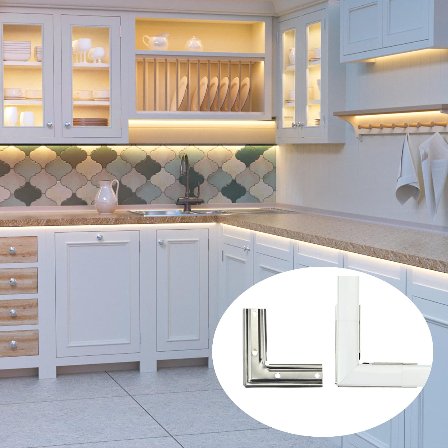 Muzata 6PACK Corner Connector Kit and 6PACK U1SW U Shape LED Aluminum Channel System