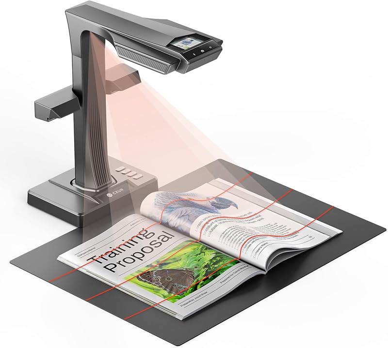 ET MAX Book Scanner, 38MP High-Resolution Overhead Document Scanner with Curve-Flattening, Auto Page Detection, OCR, HDMI Output, Compatible with Windows/Mac/Linux