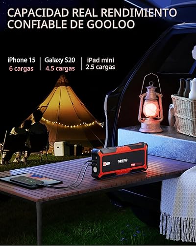 Miniatura 3 de GOOLOO GP4000 - Arrancador de batería de coche de pico de 4000 A, batería portátil para motores de gasolina o diésel de 10 L, caja de batería
