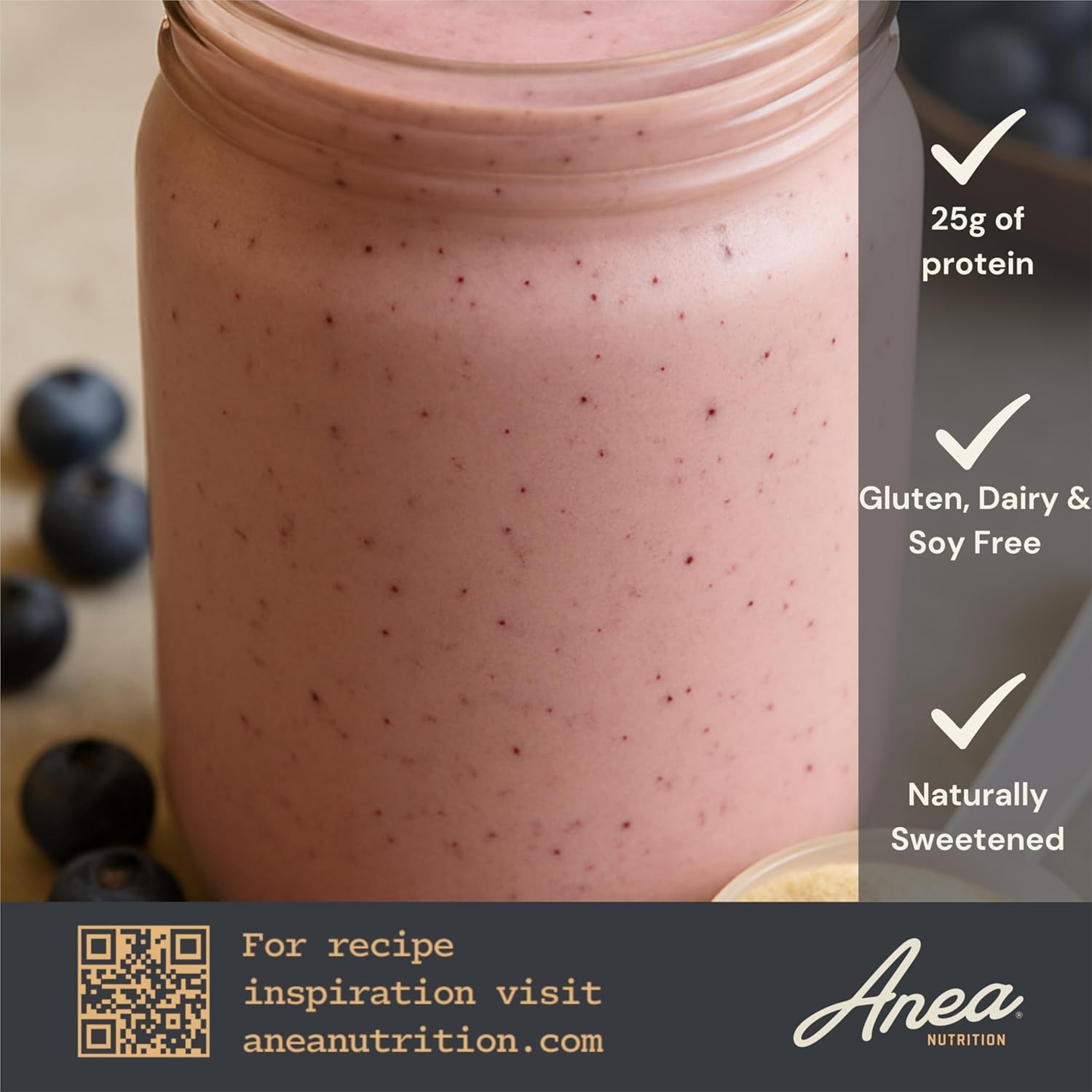 Anea Egg White Protein - Vanilla | 25g Protein | Cholesterol-Free | 5.2g BCAA | Complete Amino Acid Profile | Dairy-Free, Gluten-Free, Soy-Free | Smooth Vanilla Flavor | Made in GMP Facility