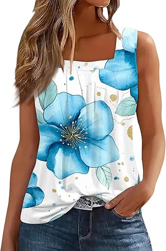 Spring Summer Plus Size Dressy Tank Tops for Women 2025 Womens Workout Floral Boho Beach Sleeveless Shirts Blouses