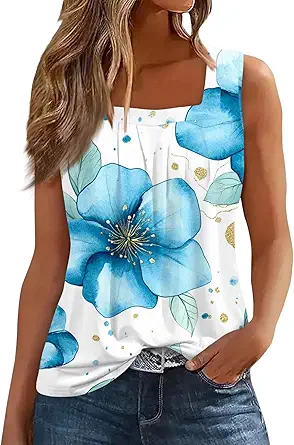 Spring Summer Plus Size Dressy Tank Tops for Women 2025 Womens Workout Floral Boho Beach Sleeveless Shirts Blouses