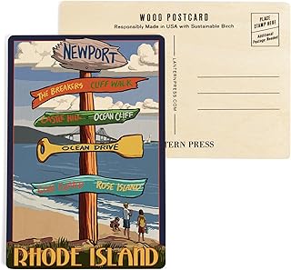 Newport, Rhode Island, Destinations Sign (4x6 Birch Wood Postcards, 2-Pack Stationary, Rustic Home Wall Decor)