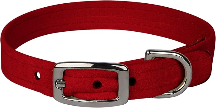 Susan Lanci Designs Ultrasuede Premium Dog Collar, Red, Medium