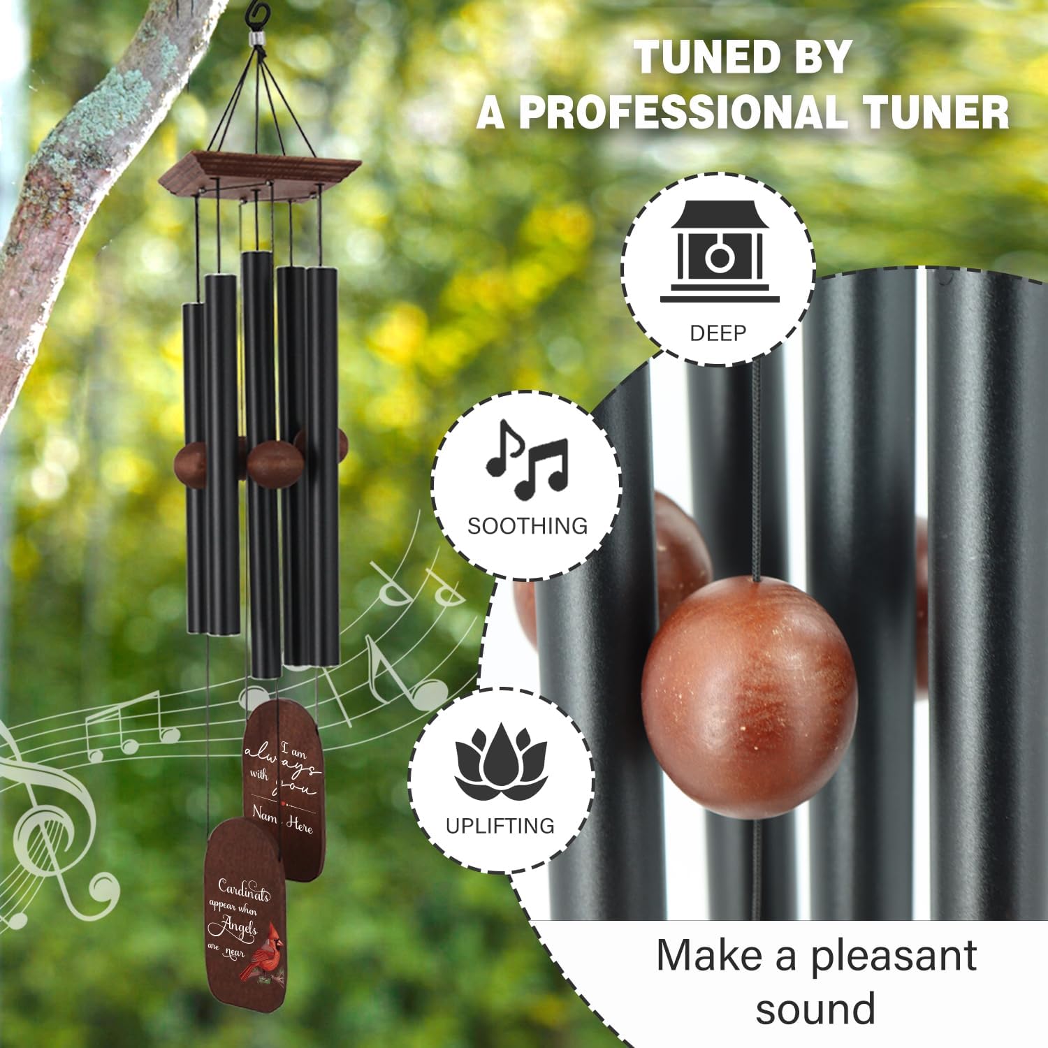 ASTARIN Customized Cardinal Wind Chimes for Loss Loved One, Memorial Wind Chime Personalized, Bereavement Gifts Idea for Loss of Father/Dad/Mother/Mom, Condolences Sympathy Gift