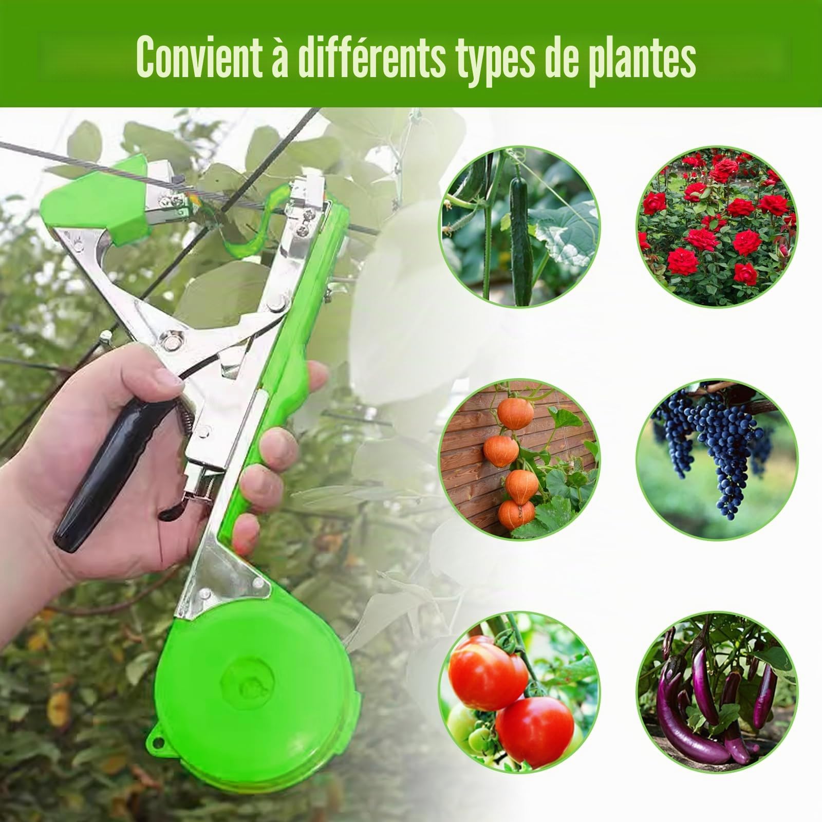 Machine À Taper Nouer Branches, Pince à Lier pour Vigne Attaches Plantes Jardin Outillage De Jardin avec 20 Rouleaux de Ruban Adhésif pour Tomates Vignobles Arbres Fruitiers Légumes Fleurs Plantes