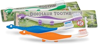 Practicon SmileGoods Y301 Dinosaur Child Toothbrush, Soft Bristle, Individually Packaged Toothbrushes, Assorted Colors Bulk Pack of 72