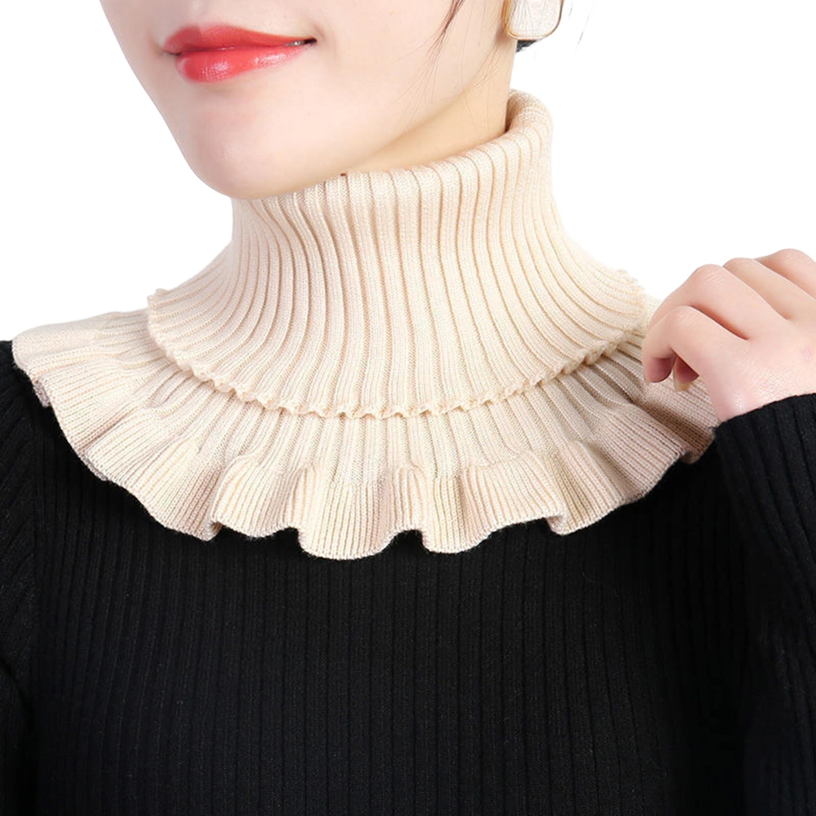 MICFENY Knit Shawl Collar Winter Warm Scarf For Women Neck Wrap Knitted Elastic False Collar Scarf Warm Winter Cycling