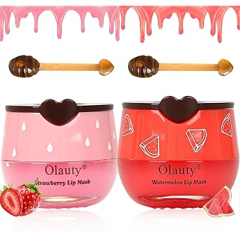 2 Pieces Honey Balm Lip Balm Strawberry & Watermelon Moisturizing Lip Mask to Reduce Lip Wrinkles Peeling Hydrate Prevent Dry & Cracked Lips Honey Lip Balm