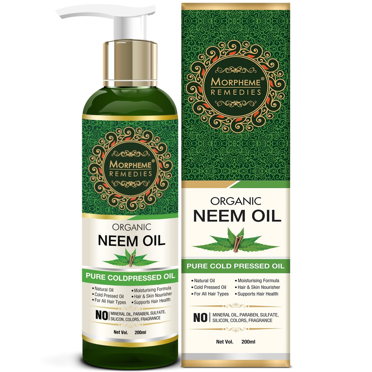 Pure Organic Neem Oil (Cold Pressed & Undiluted), 200ml