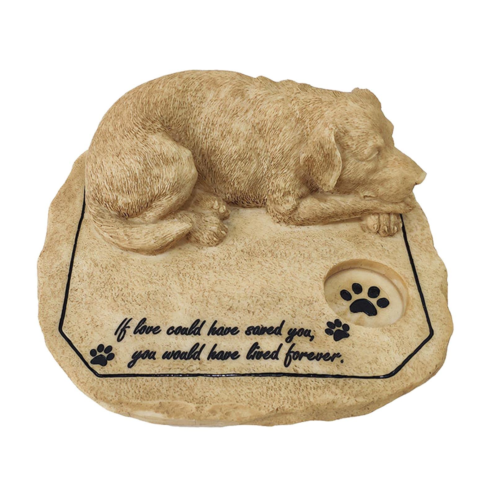 MERISHOPP Resin Dog Memorial Stone Pet Grave Marker Yard Tombstone Pet Loss Sympathy