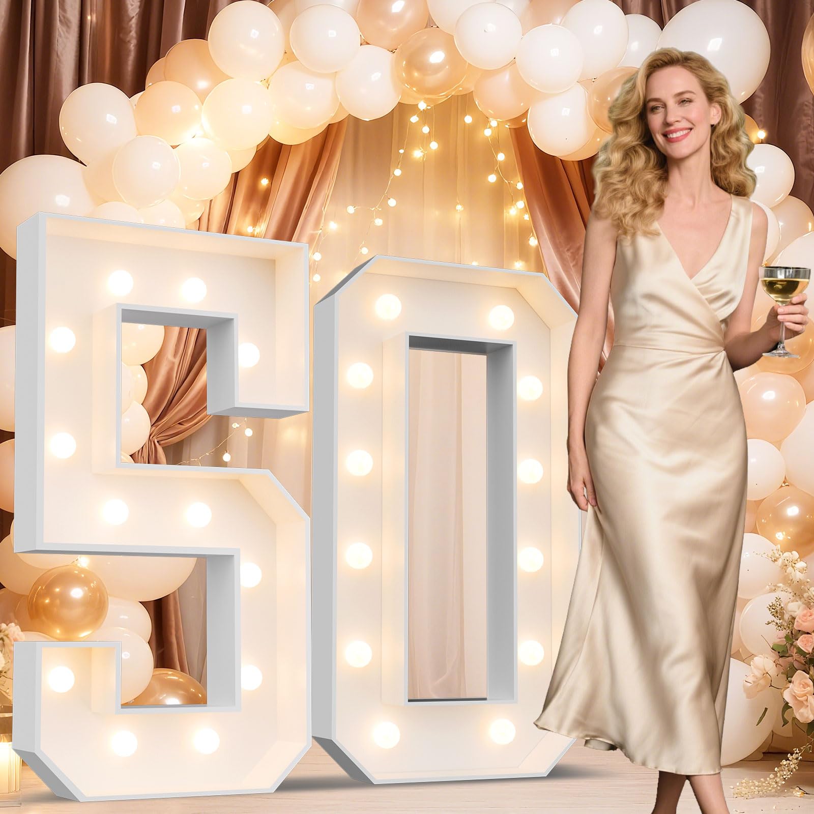 Chiffres lumineux 1,2 m pour anniversaire et panneau de mousse Ledido