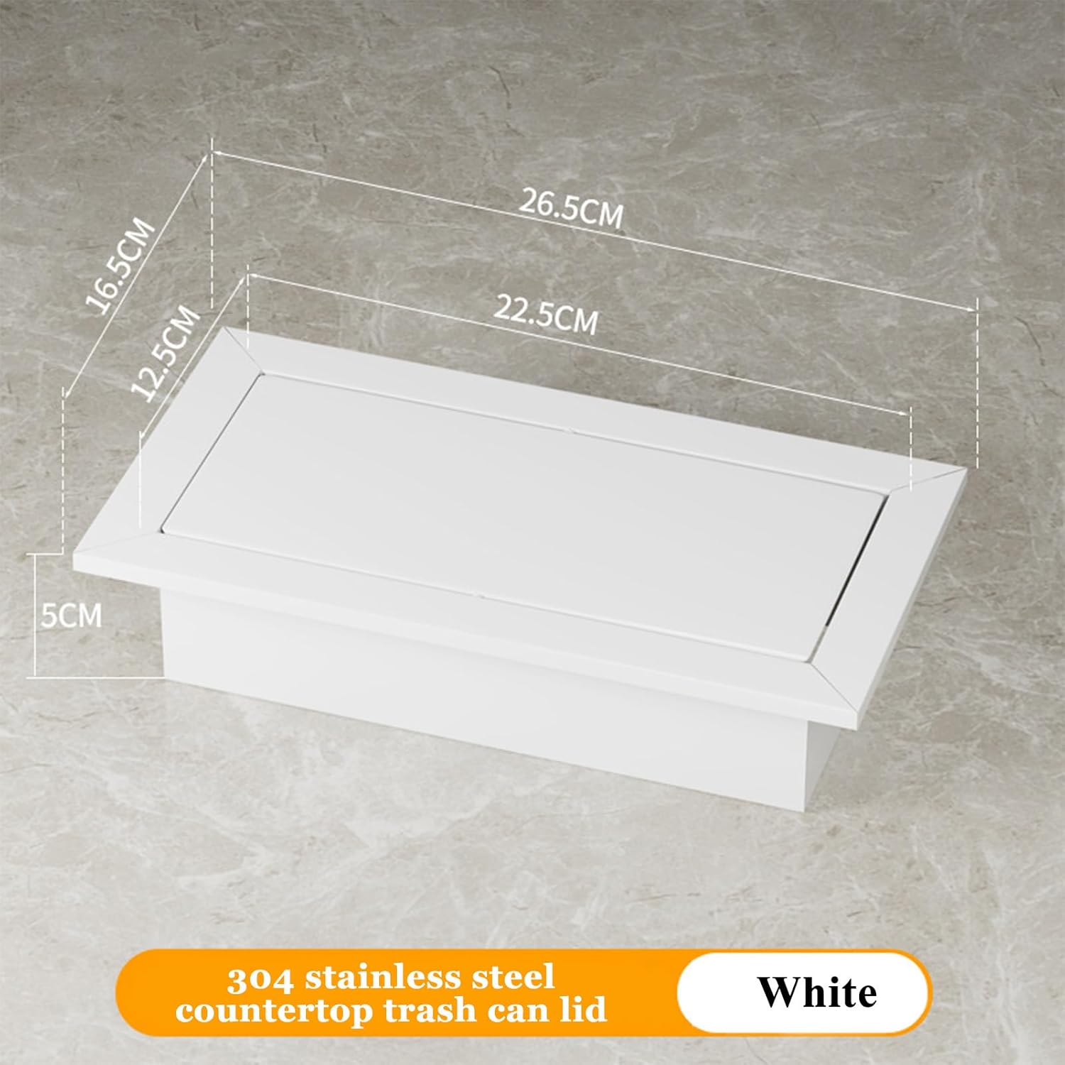 Embedded Trash Can Lid,Countertop Drop-in Garbage Chute Swing Lid, Square Built-in Stainless Steel Trash Bin Balance Flap Cover for Restaurant Office Home Hotel,White b