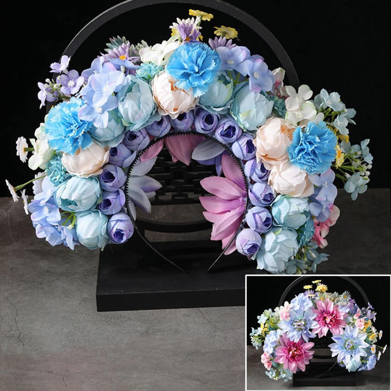 Ethnisches Braut-Stirnband, Haarkranz, Blumenkrone, Hochzeit, Blume, Stirnband, Strandhaarband, Haarschmuck, Party-Haarschmuck