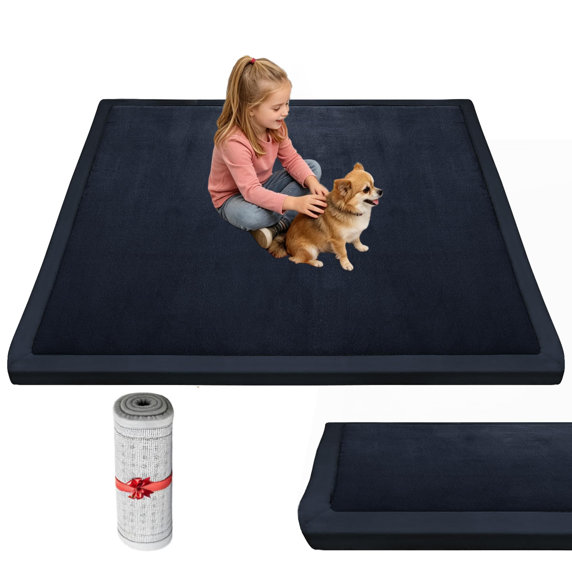 Baby Krabbelmatte Krabbeldecke 2cm Dicke Schaumstoff Spielmatte, Teppich Kinderzimmer Laufstall weich gepolstert mit Rutschfester für Neugeborene 90 x 120 cm