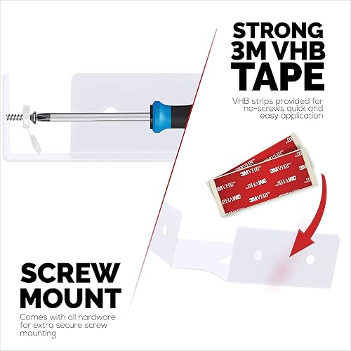 Miniatura 4 de BRAINWAVZ Pequeño estante esquinero de metal para cámaras de seguridad, monitores de bebé, altavoces, decoración del hogar y más, adhesivo universal