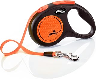 Flexi Nowa neonowa taśma pomarańczowa mała 5 m chowana smycz dla psa/smycz dla psów do 15 kg